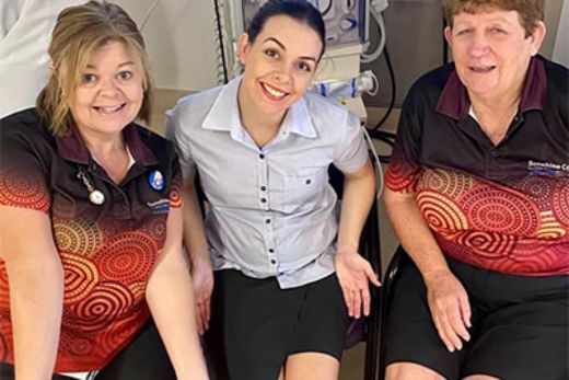 Sunny Coast Renal Unit staff pose in red socks