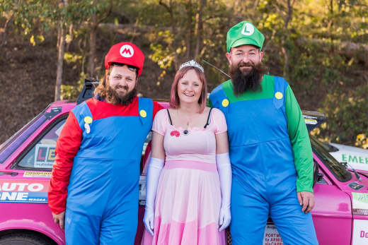 Kidney Kar Rally participants dressed up as Nintendo characters