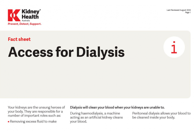 Access for Dialysis fact sheet cover