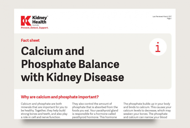 Calcium and Phosphate Balance with Kidney Disease factsheet cover